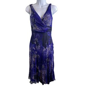 Elie Tahari Women's Purple Reilla Chiffon‎ Faux Wrap Dress Estimated Size XS